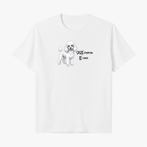 Camiseta Regular Premium "99% charme 1% caos" (horizontal)