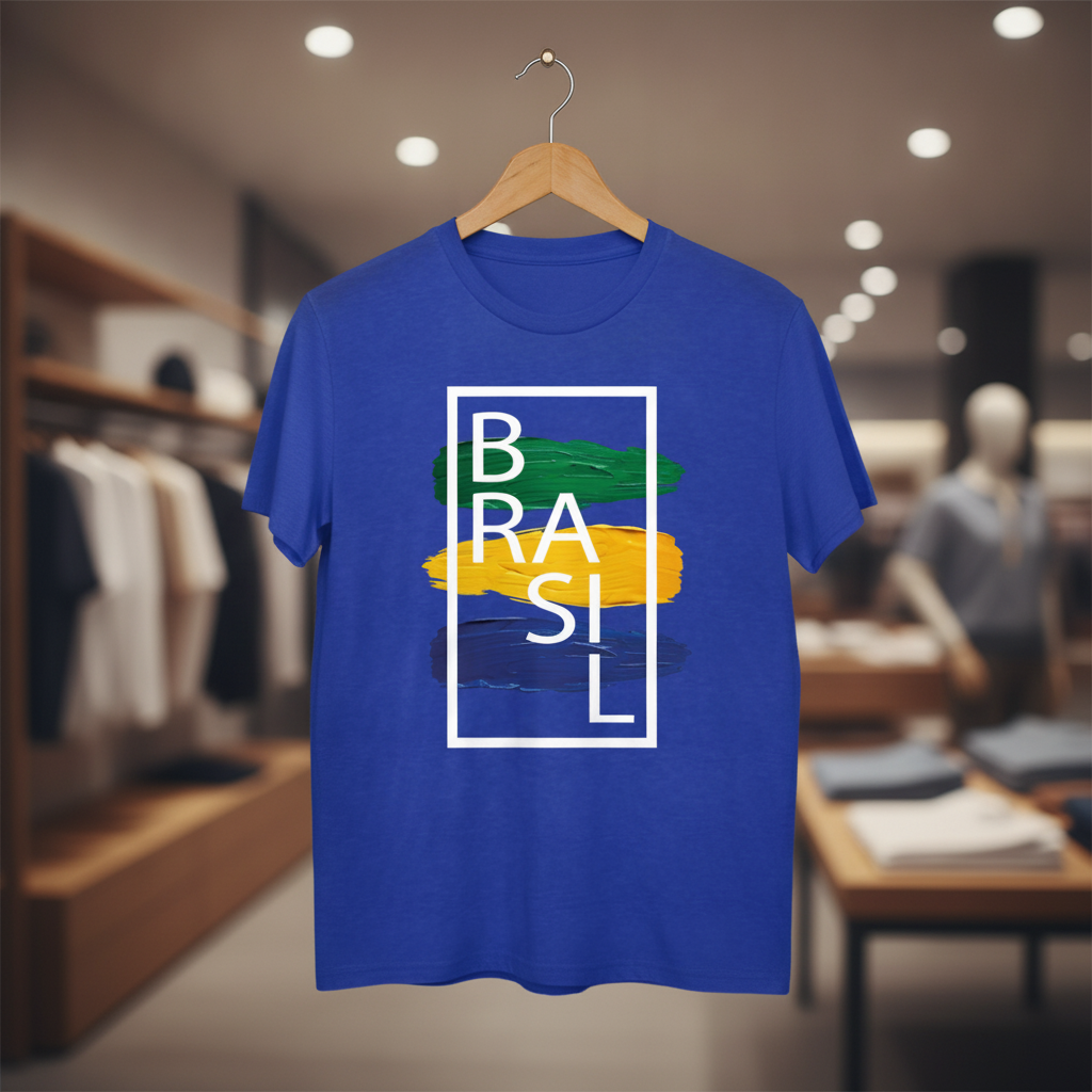 Camiseta manga curta A COPA CHEGOU - Brasil Pinceladas_CLR