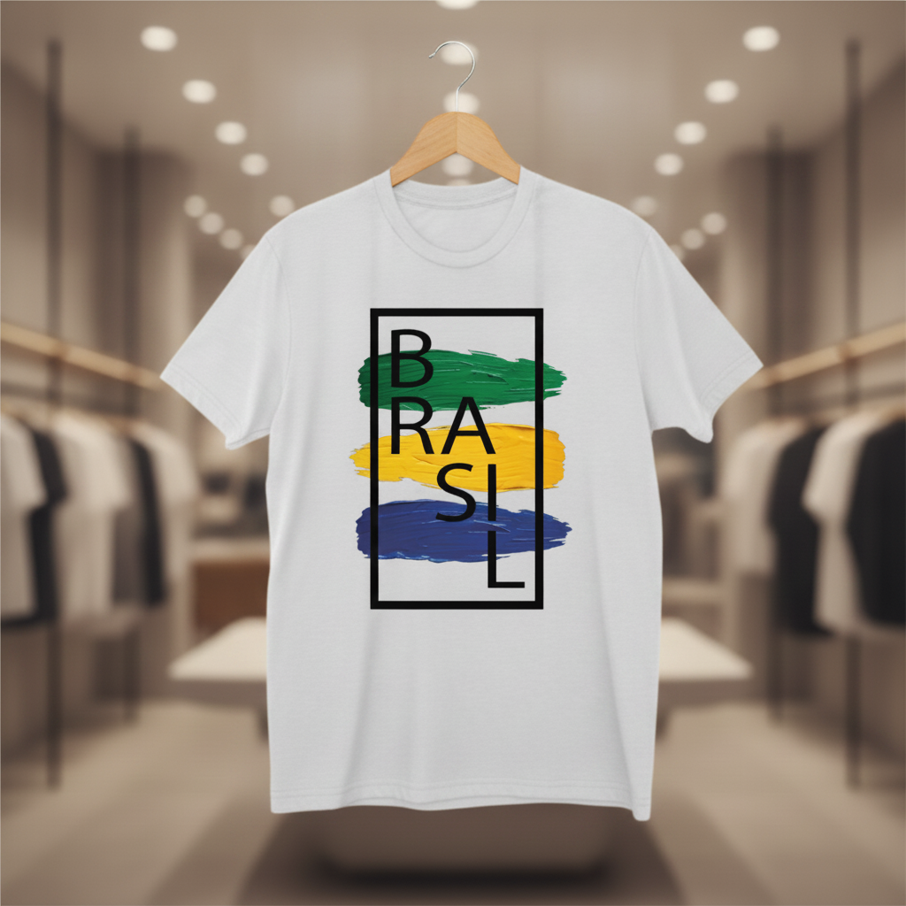 Camiseta manga curta A COPA CHEGOU - Brasil Pinceladas_PB