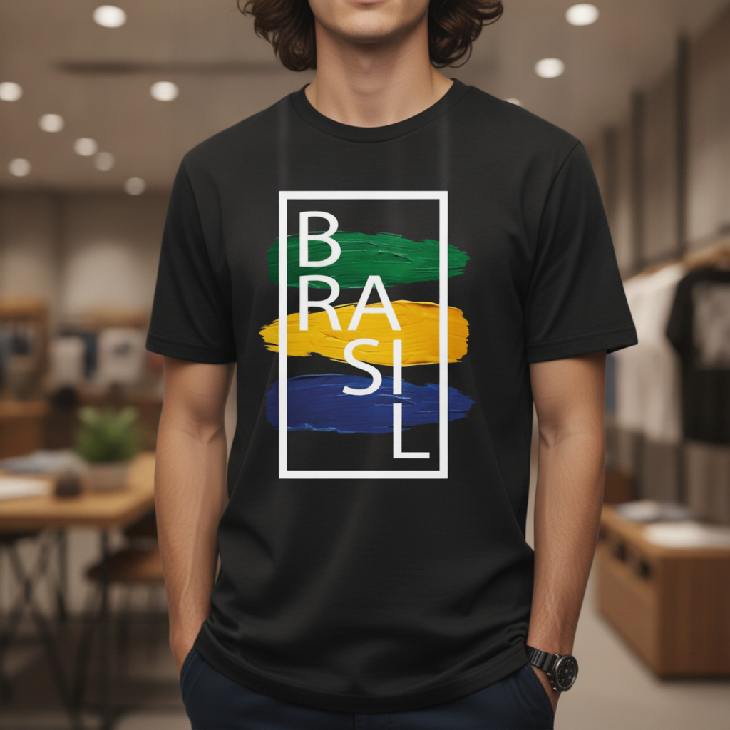 Camiseta manga curta A COPA CHEGOU - Brasil Pinceladas_PB