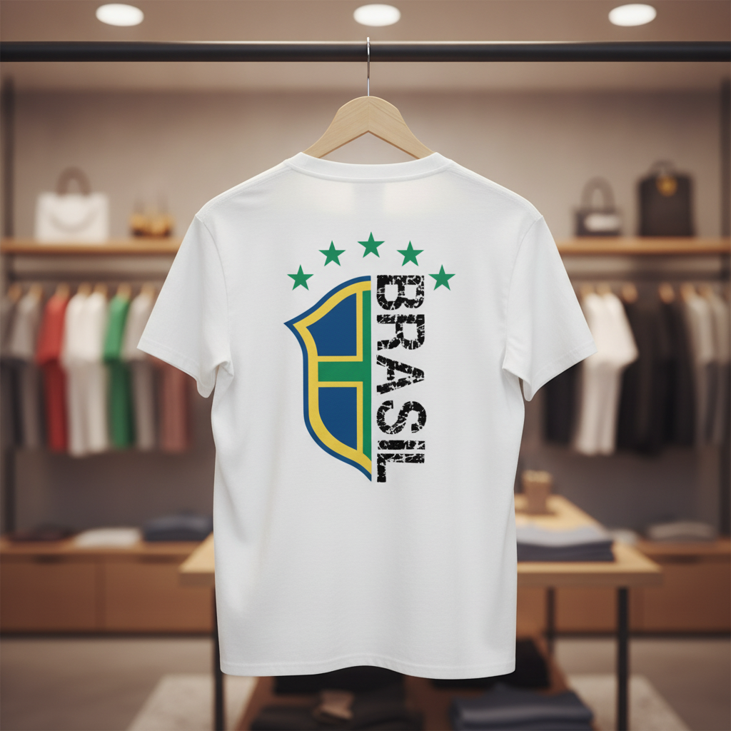 Camiseta manga curta A COPA CHEGOU - Brasão_PB