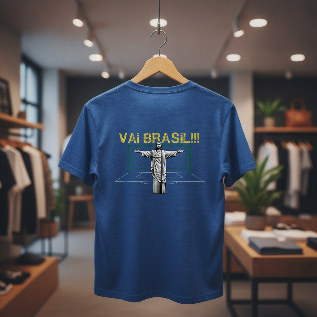 Camiseta manga curta A COPA CHEGOU - Cristo Goleiro_CLR