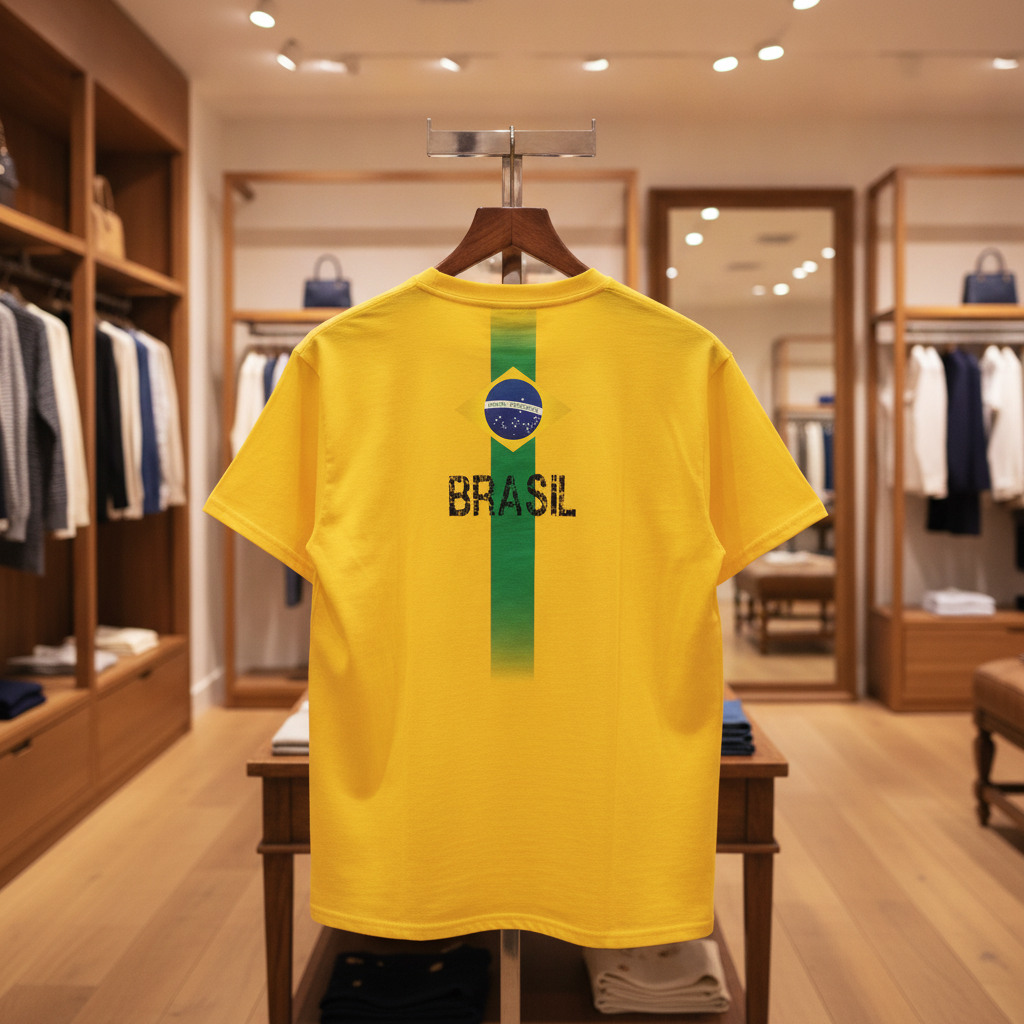 Camiseta manga curta A COPA CHEGOU - Brasil Faixa_CLR