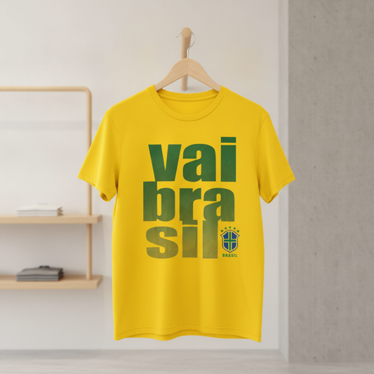 Camiseta manga curta A COPA CHEGOU - Vai Brasil 01_CLR