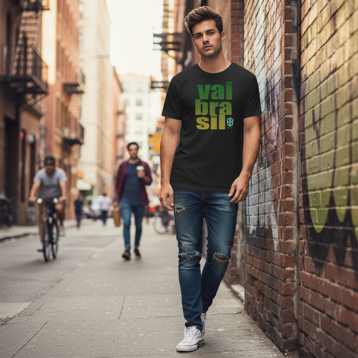 Camiseta manga curta A COPA CHEGOU - Vai Brasil 01