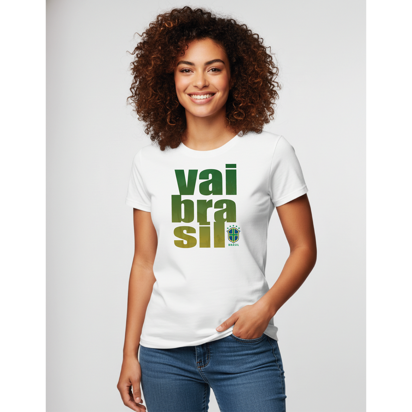 Camiseta manga curta A COPA CHEGOU - Vai Brasil 01