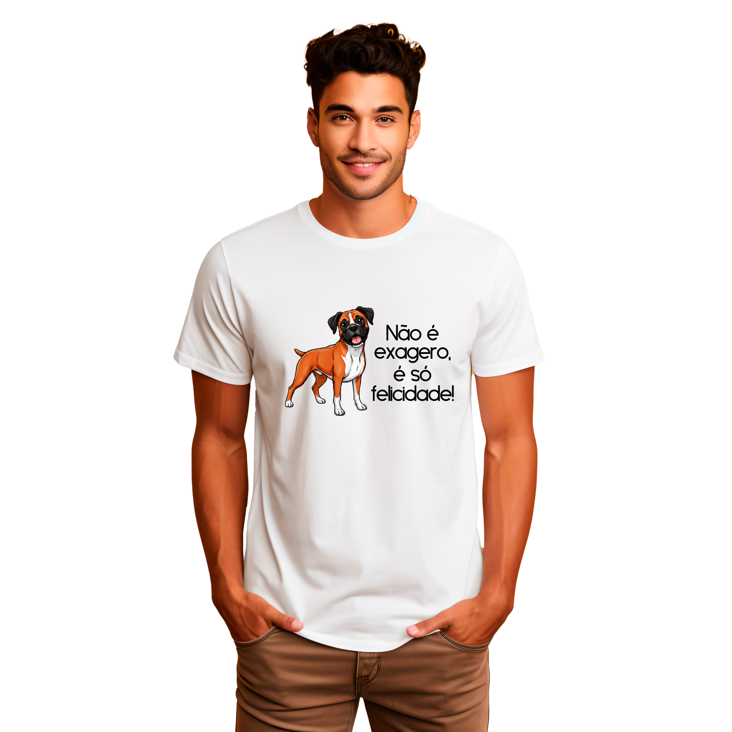 Camiseta Regular Premium "Não é exagero é só felicidade" (horizontal)