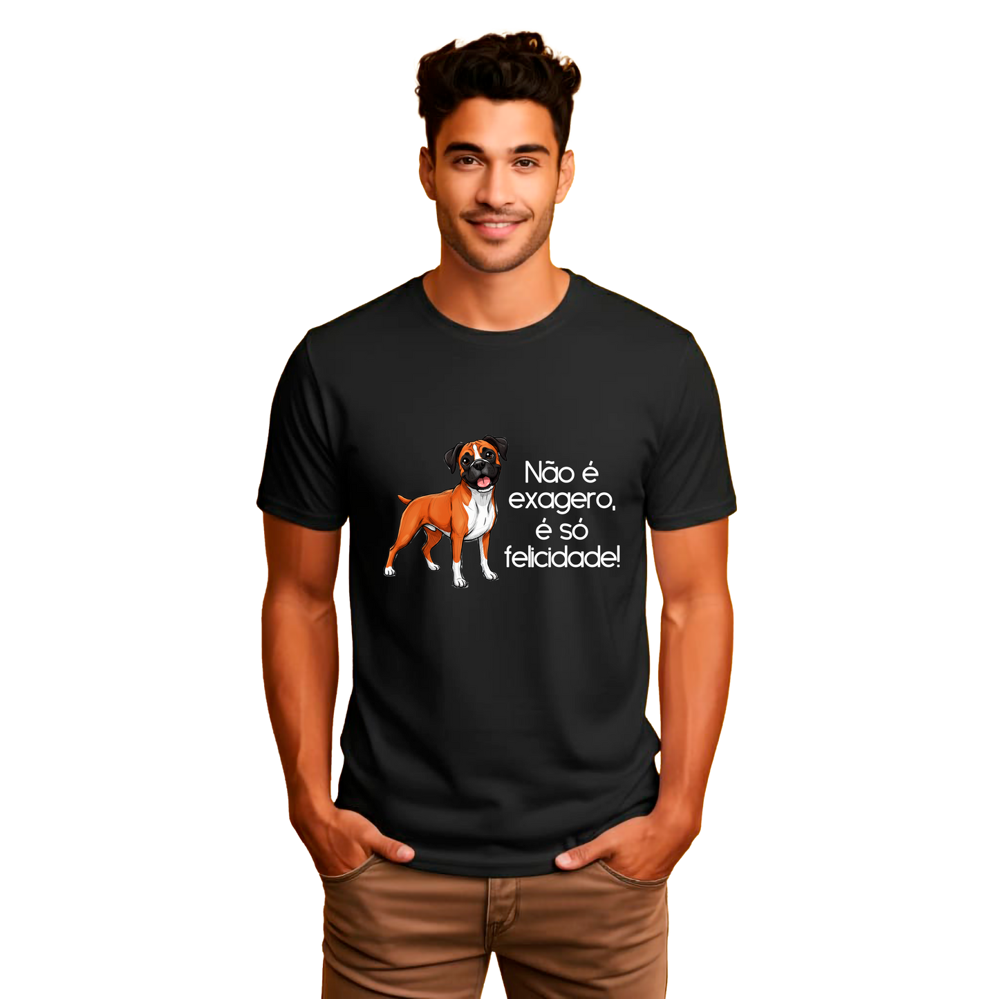 Camiseta Regular Premium "Não é exagero é só felicidade" (horizontal)