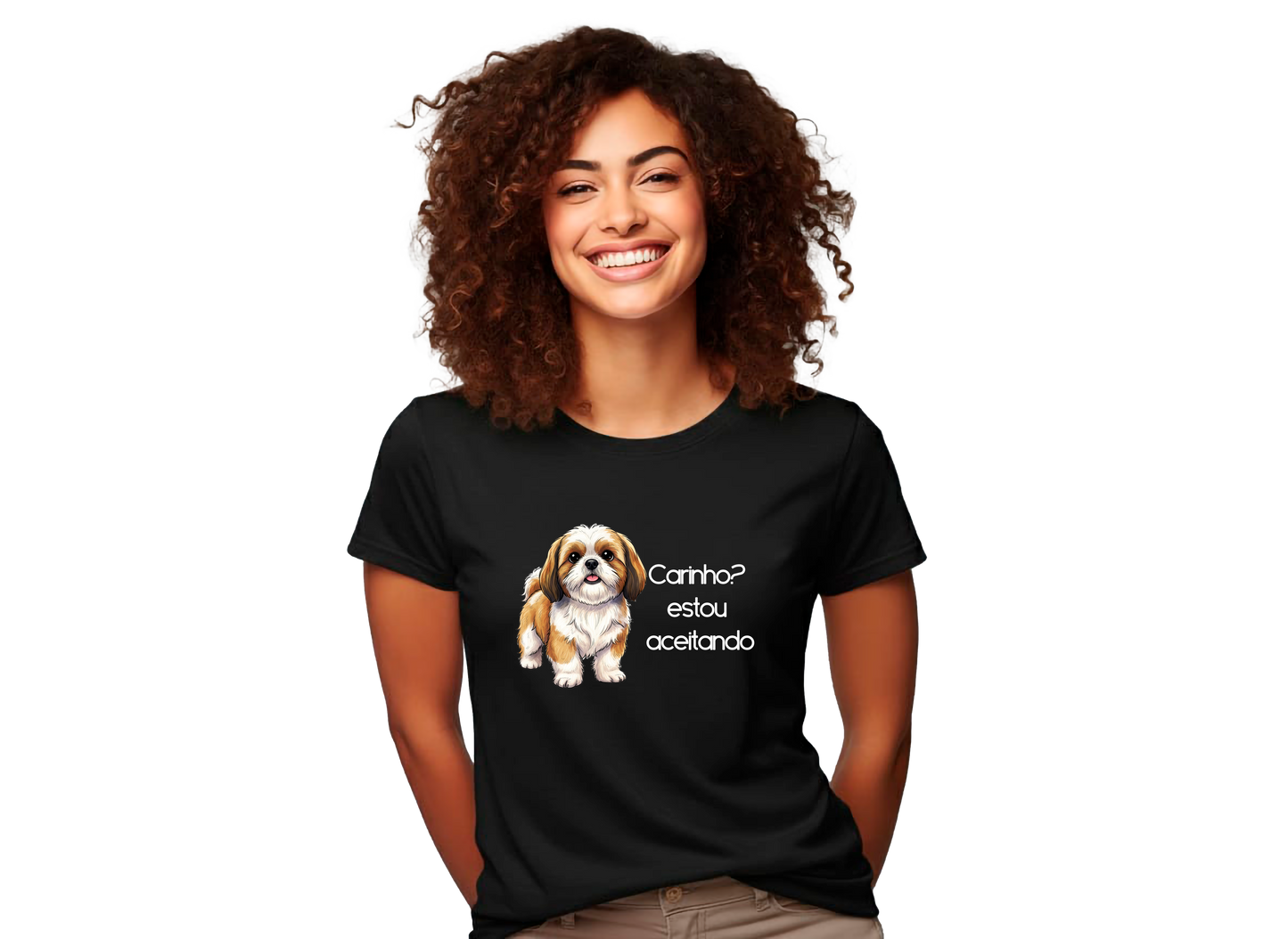 Camiseta Regular Premium "Carinho? Estou aceitando" (horizontal)