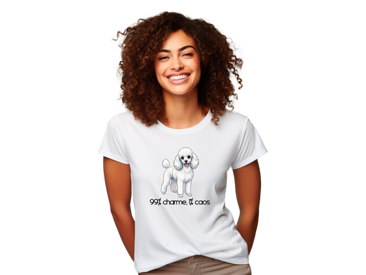Camiseta Regular Premium "99% charme 1% caos" (vertical)