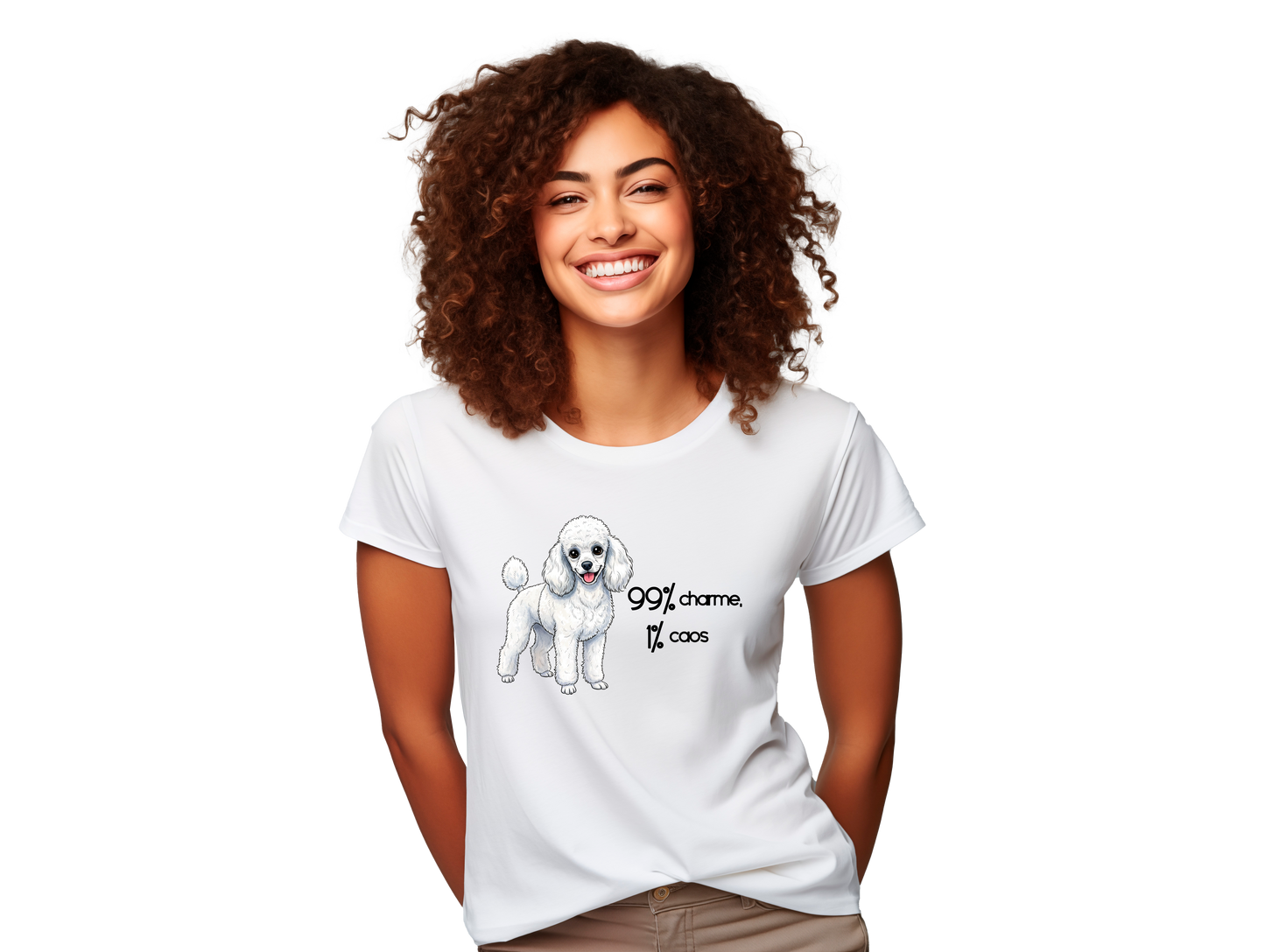 Camiseta Regular Premium "99% charme 1% caos" (horizontal)